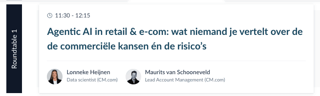 Timetable showing the roundtable I did at the Webwinkel vakdagen