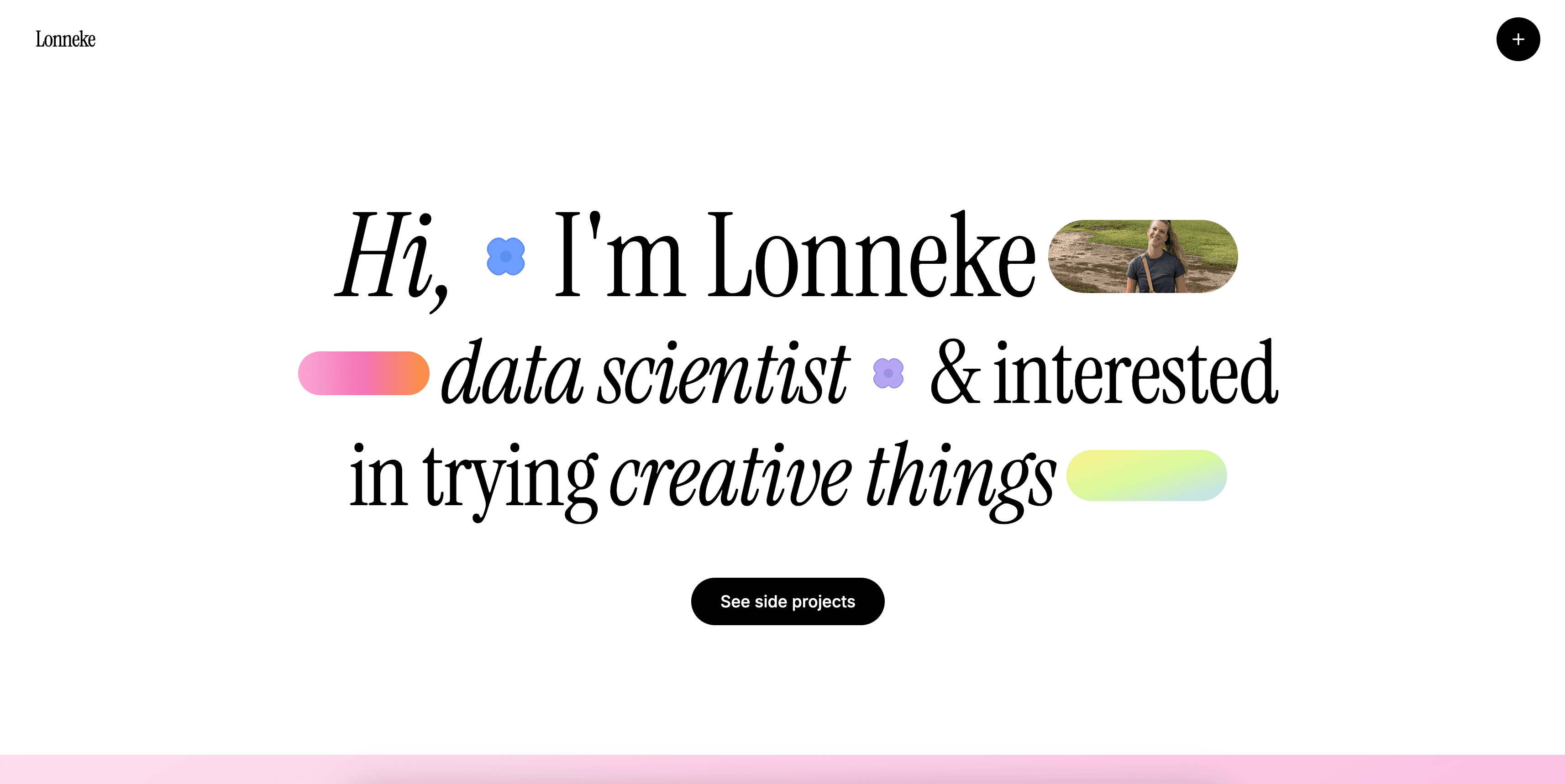 Screenshot of a new re-design of my personal website, coded in Next.js